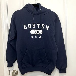 Vintage Champion Boston Navy Hooded Sweatshirt Size Small